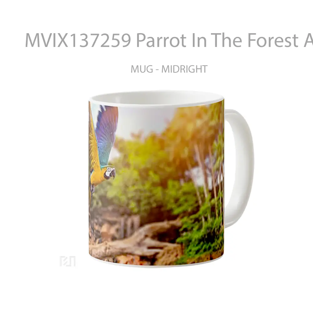 Mug Parrot In The Forest At Sunrise Gelas Pemandangan Alam - All-side / Desain