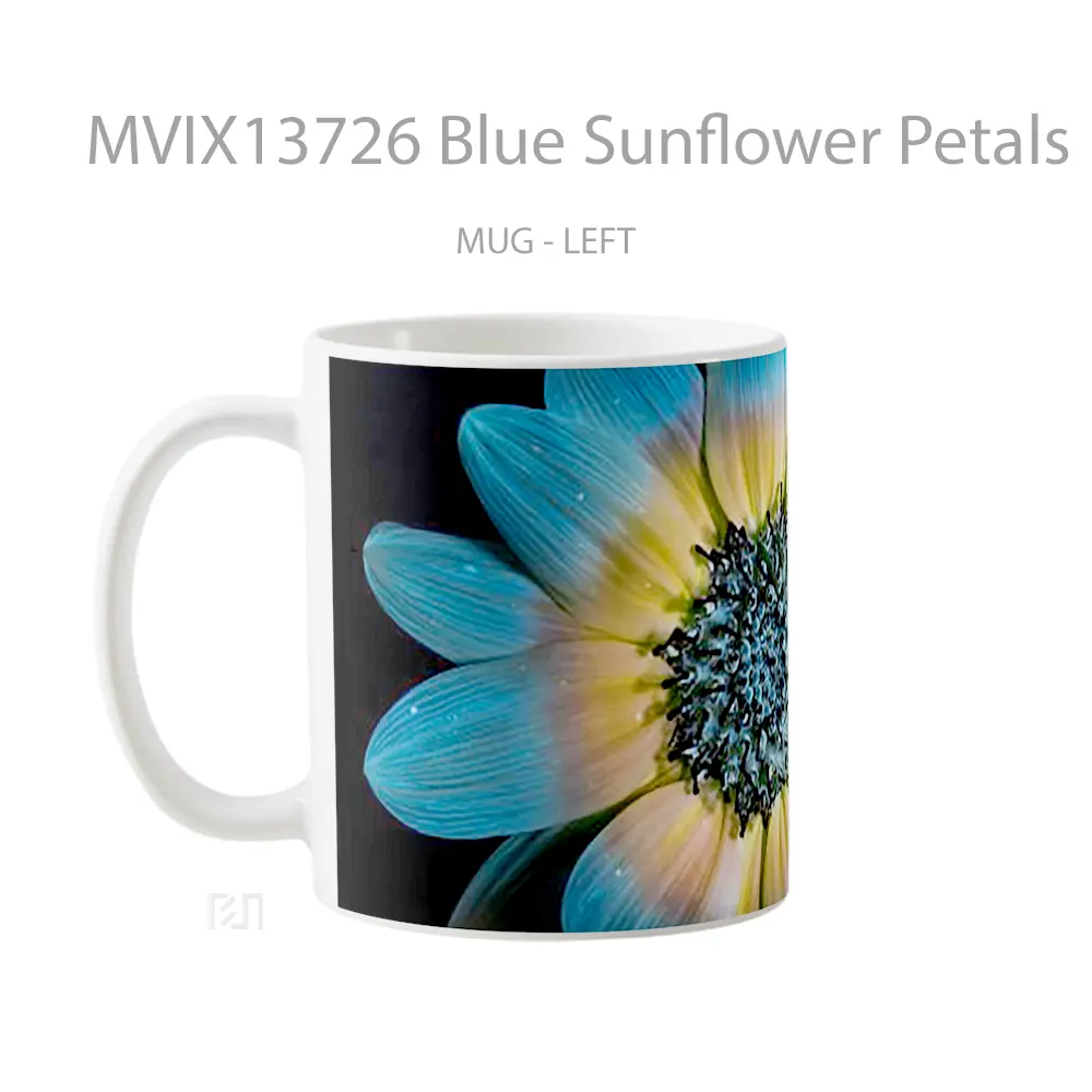 Mug Blue Sunflower Petals Gelas Keramik Unik - All-side / Desain