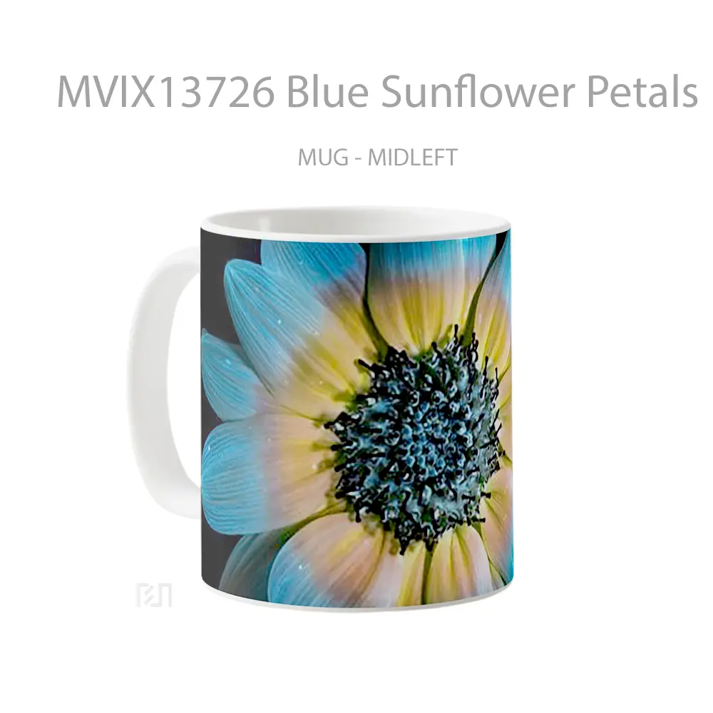 Mug Blue Sunflower Petals Gelas Keramik Unik - All-side / Desain