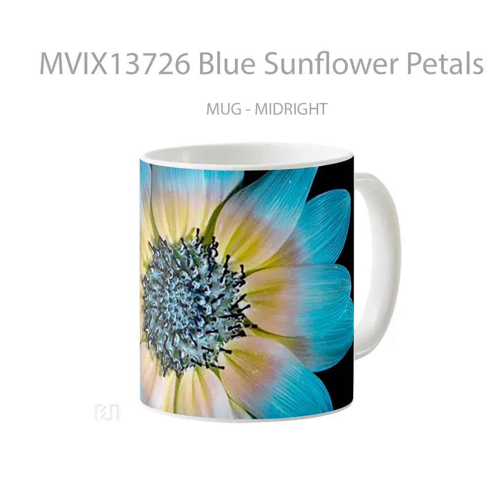 Mug Blue Sunflower Petals Gelas Keramik Unik - All-side / Desain