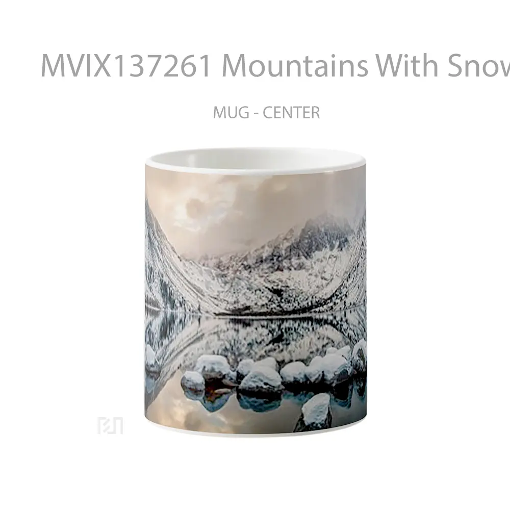 Mug Mountains With Snow In Cloudy Sky Gelas Pemandangan Alam