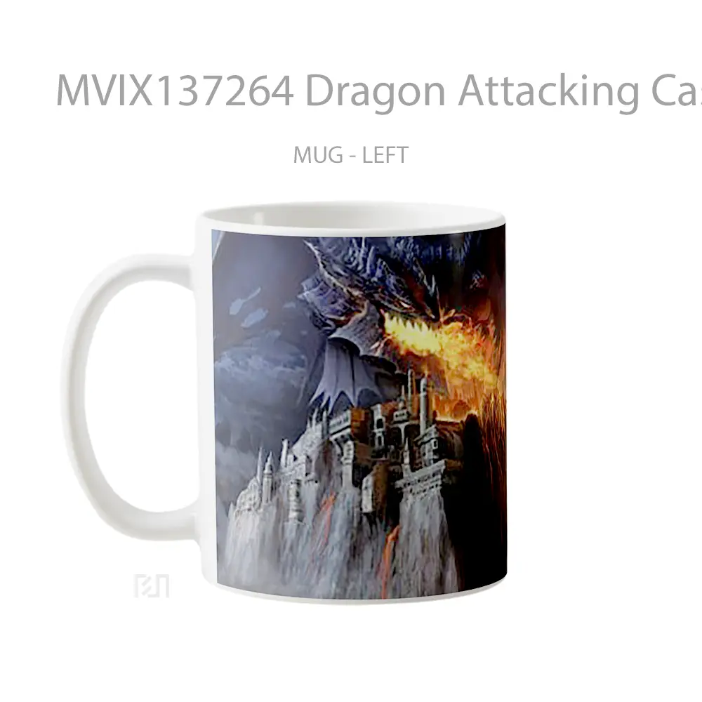 Mug Dragon Attacking Castle Gelas Fantasi - All-side / Desain