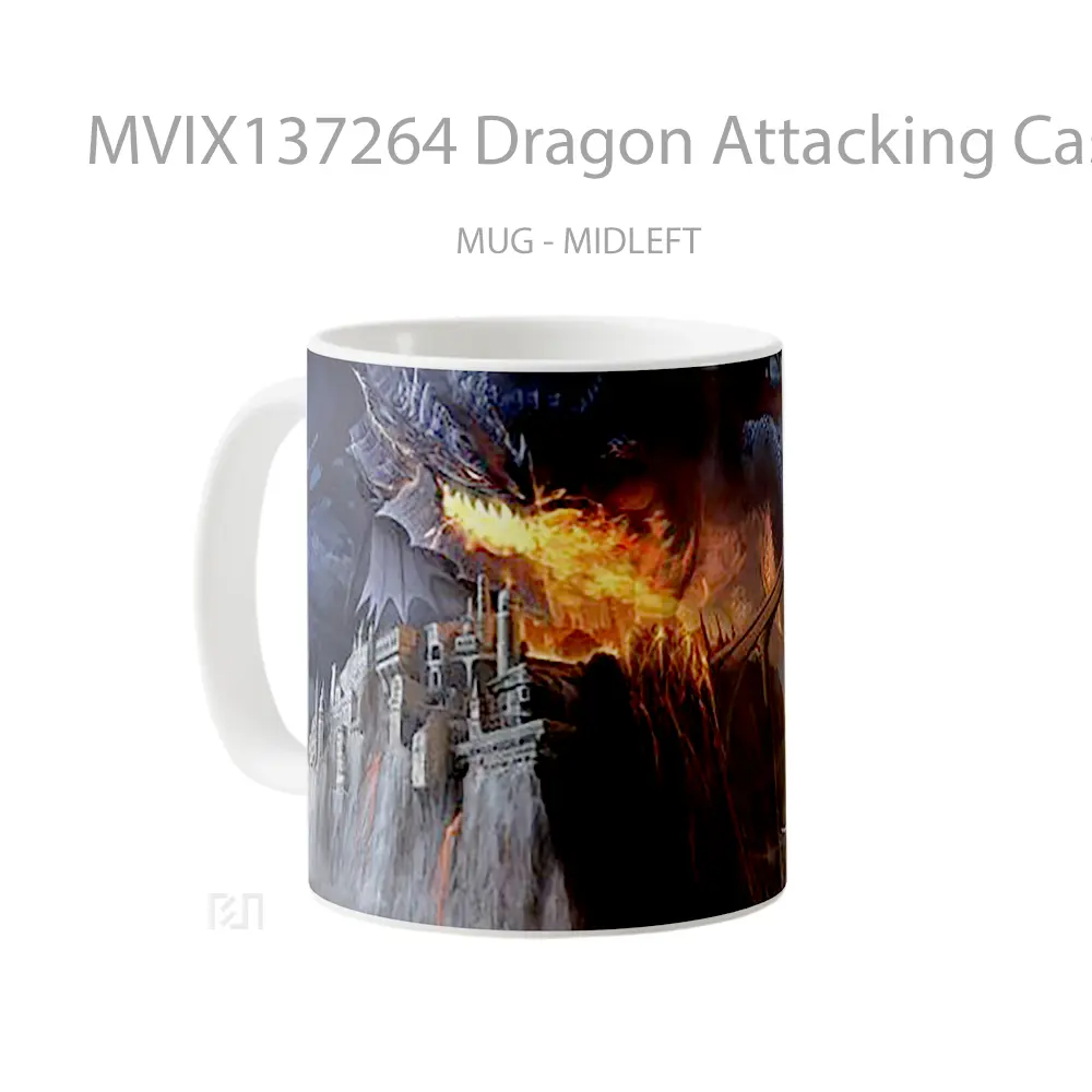 Mug Dragon Attacking Castle Gelas Fantasi - All-side / Desain