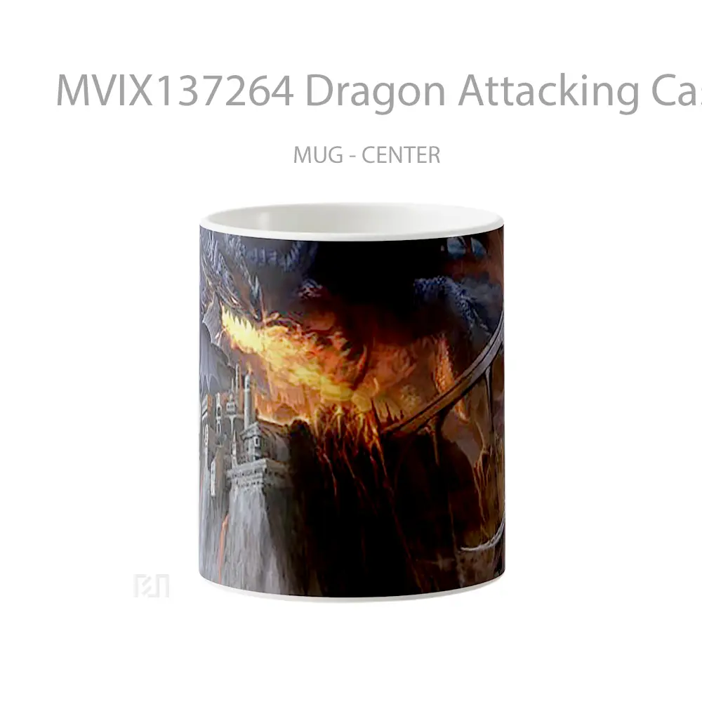 Mug Dragon Attacking Castle Gelas Fantasi