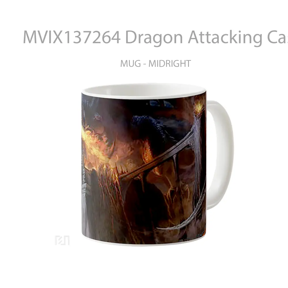 Mug Dragon Attacking Castle Gelas Fantasi - All-side / Desain
