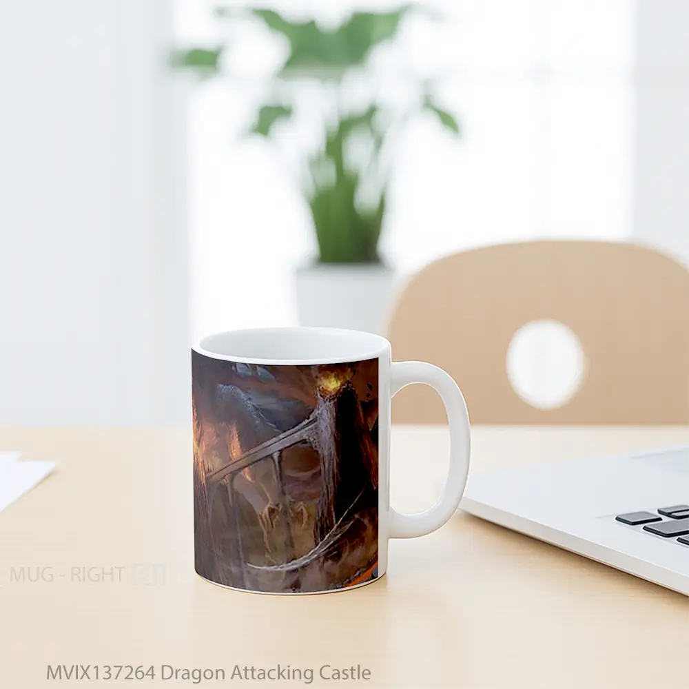 Mug Dragon Attacking Castle Gelas Fantasi - All-side / Desain