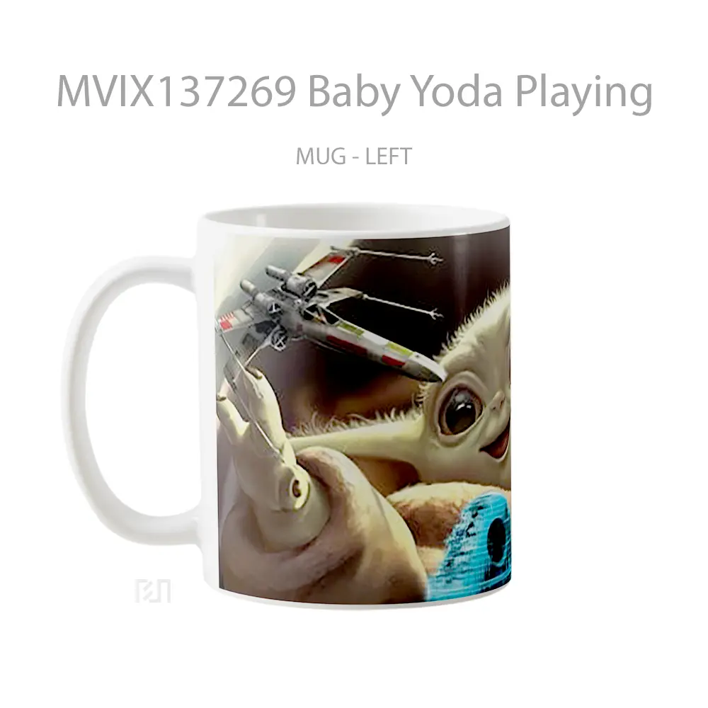 Mug Baby Yoda Playing Gelas Star Wars - All-side / Desain