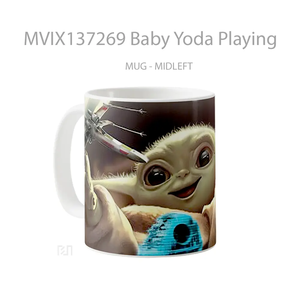 Mug Baby Yoda Playing Gelas Star Wars - All-side / Desain