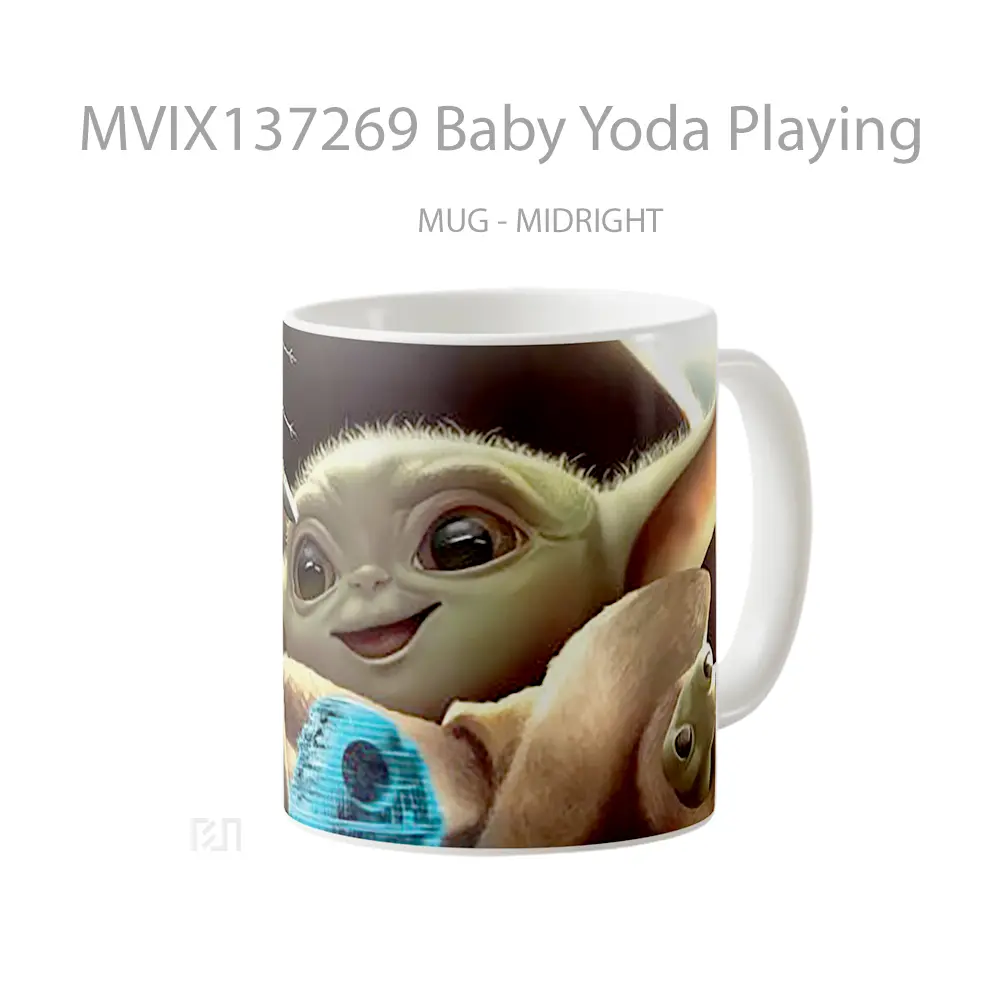 Mug Baby Yoda Playing Gelas Star Wars - All-side / Desain
