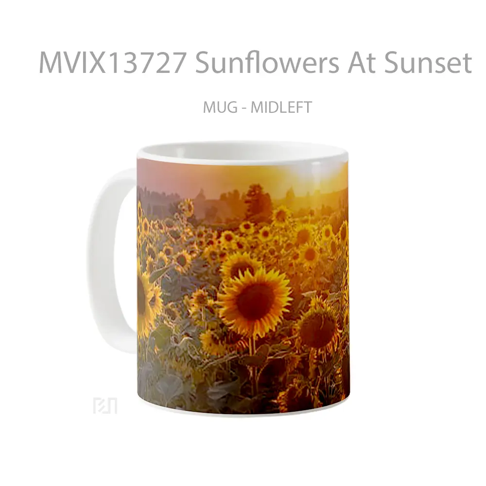 Mug Sunflowers At Sunset Gelas Pemandangan Alam - All-side / Desain