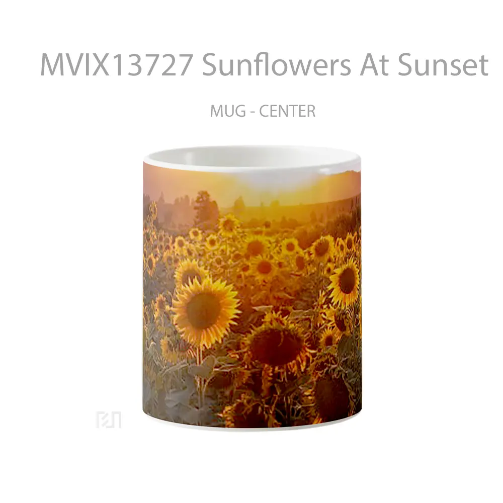 Mug Sunflowers At Sunset Gelas Pemandangan Alam
