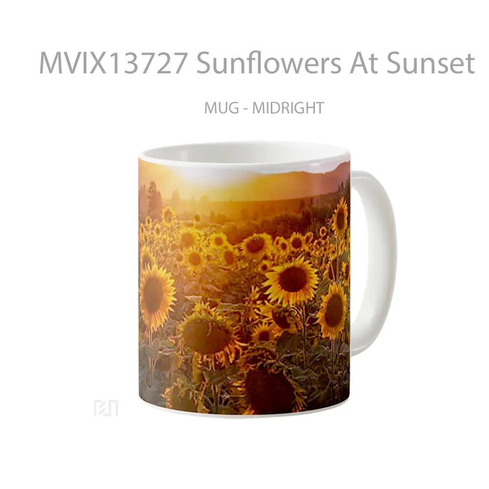Mug Sunflowers At Sunset Gelas Pemandangan Alam - All-side / Desain