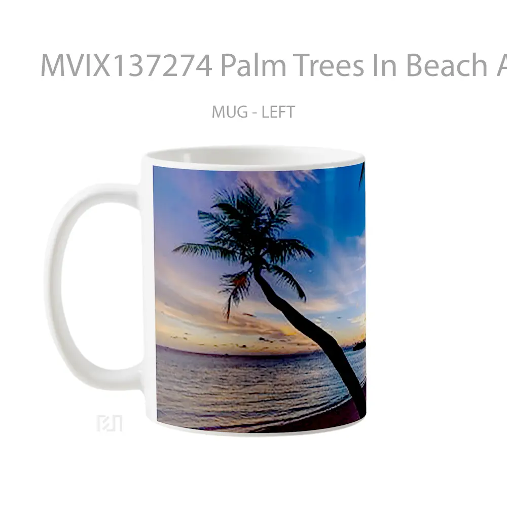 Mug Palm Trees In Beach At Sunset Gelas Pemandangan Alam - All-side / Desain