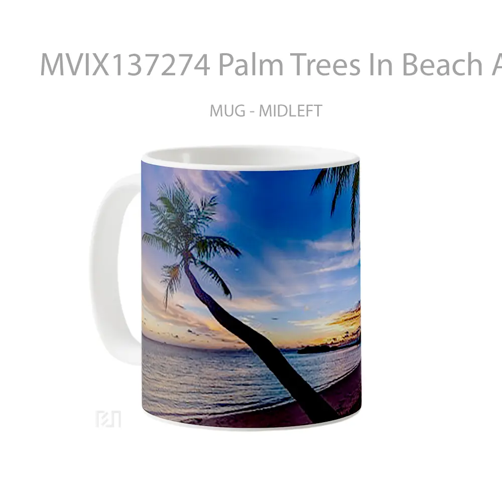 Mug Palm Trees In Beach At Sunset Gelas Pemandangan Alam - All-side / Desain