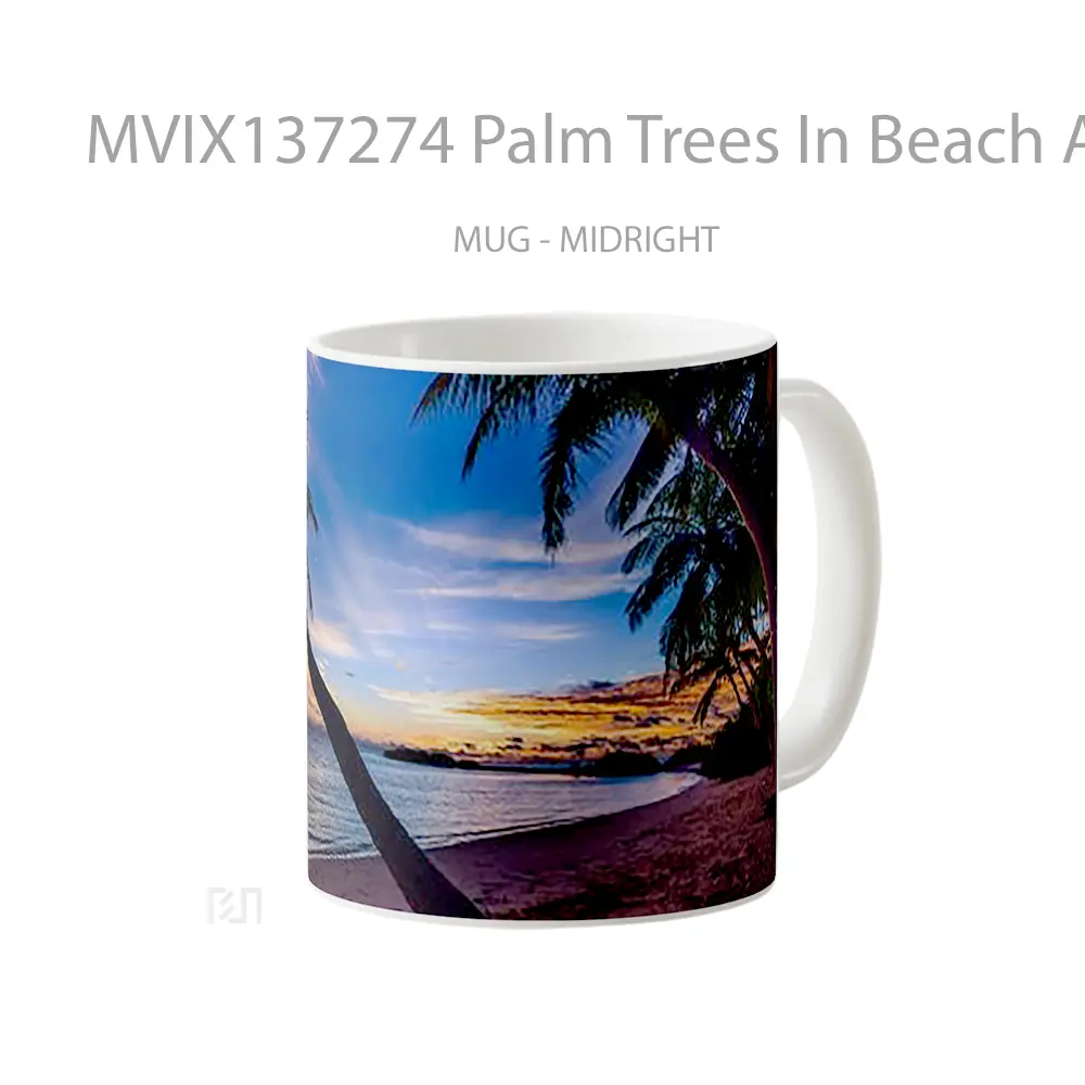Mug Palm Trees In Beach At Sunset Gelas Pemandangan Alam - All-side / Desain