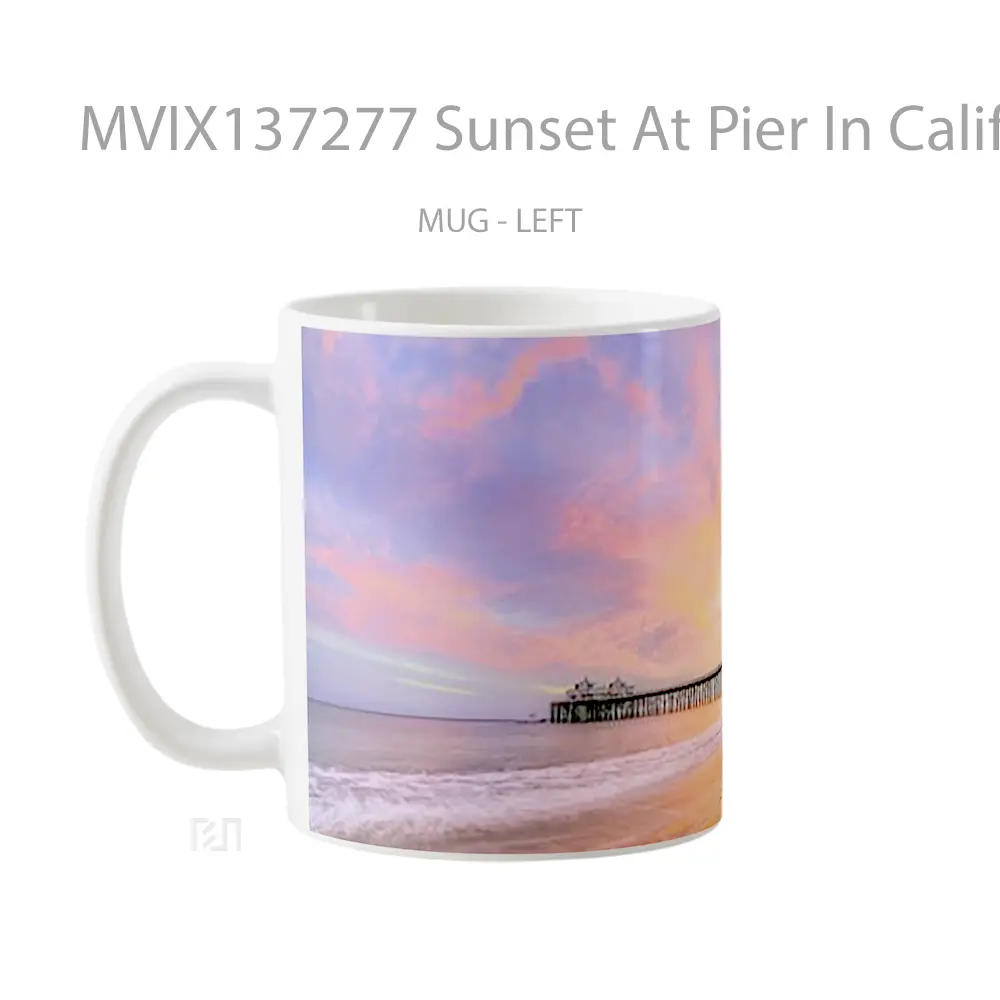 Mug Sunset At Pier In California S Beach Gelas Pemandangan Alam - All-side / Desain