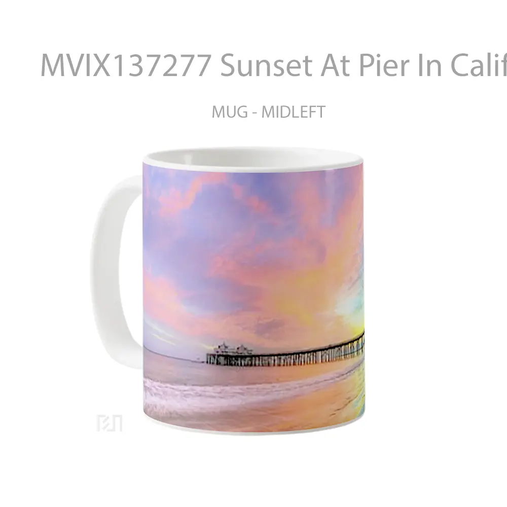 Mug Sunset At Pier In California S Beach Gelas Pemandangan Alam - All-side / Desain