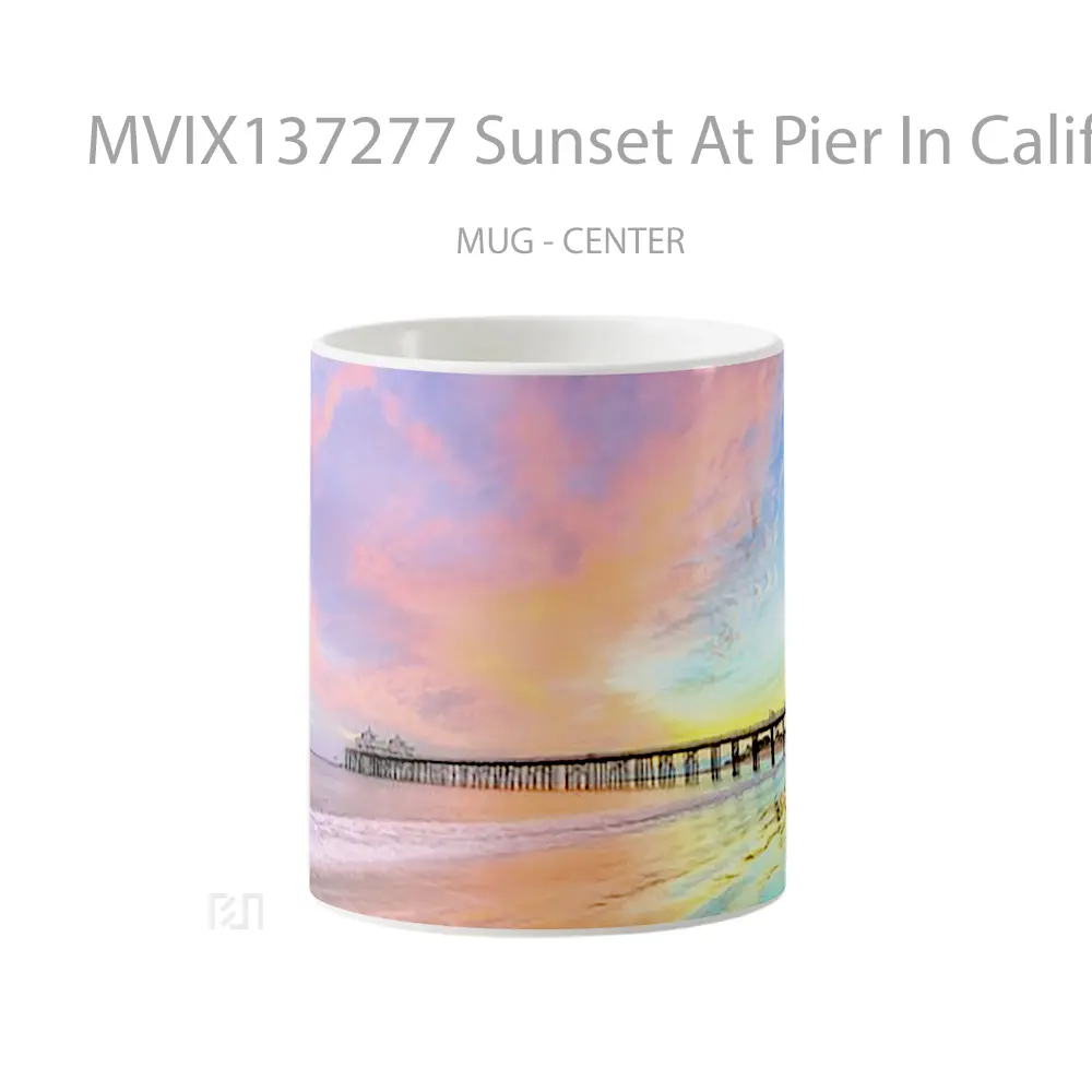 Mug Sunset At Pier In California S Beach Gelas Pemandangan Alam