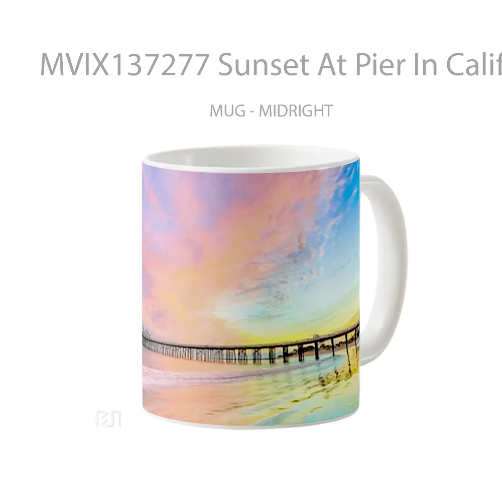 Mug Sunset At Pier In California S Beach Gelas Pemandangan Alam - All-side / Desain