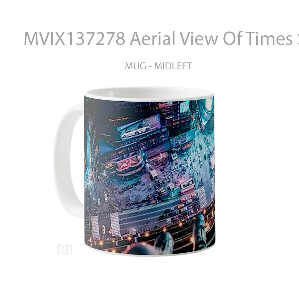 Mug Aerial View Of Times Square With Man Sitting Gelas Keramik Unik - All-side / Desain