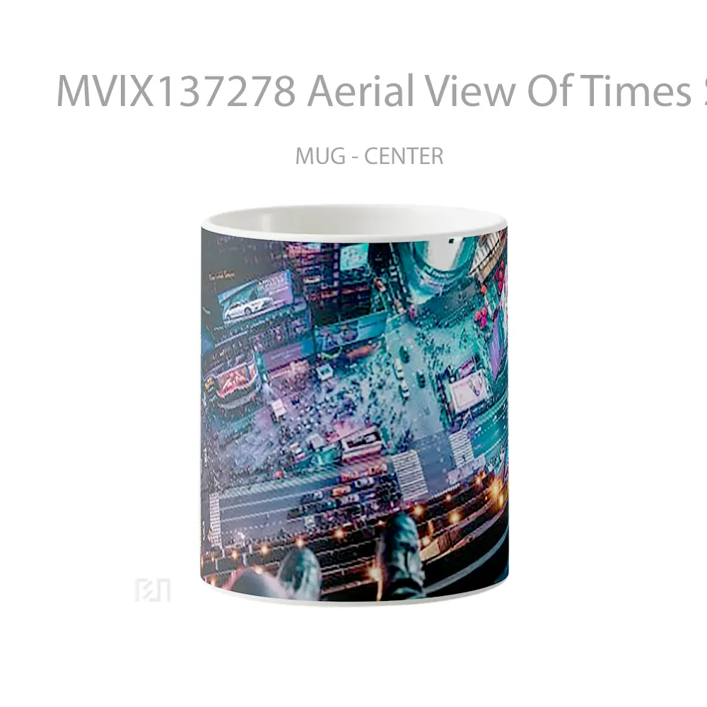 Mug Aerial View Of Times Square With Man Sitting Gelas Keramik Unik