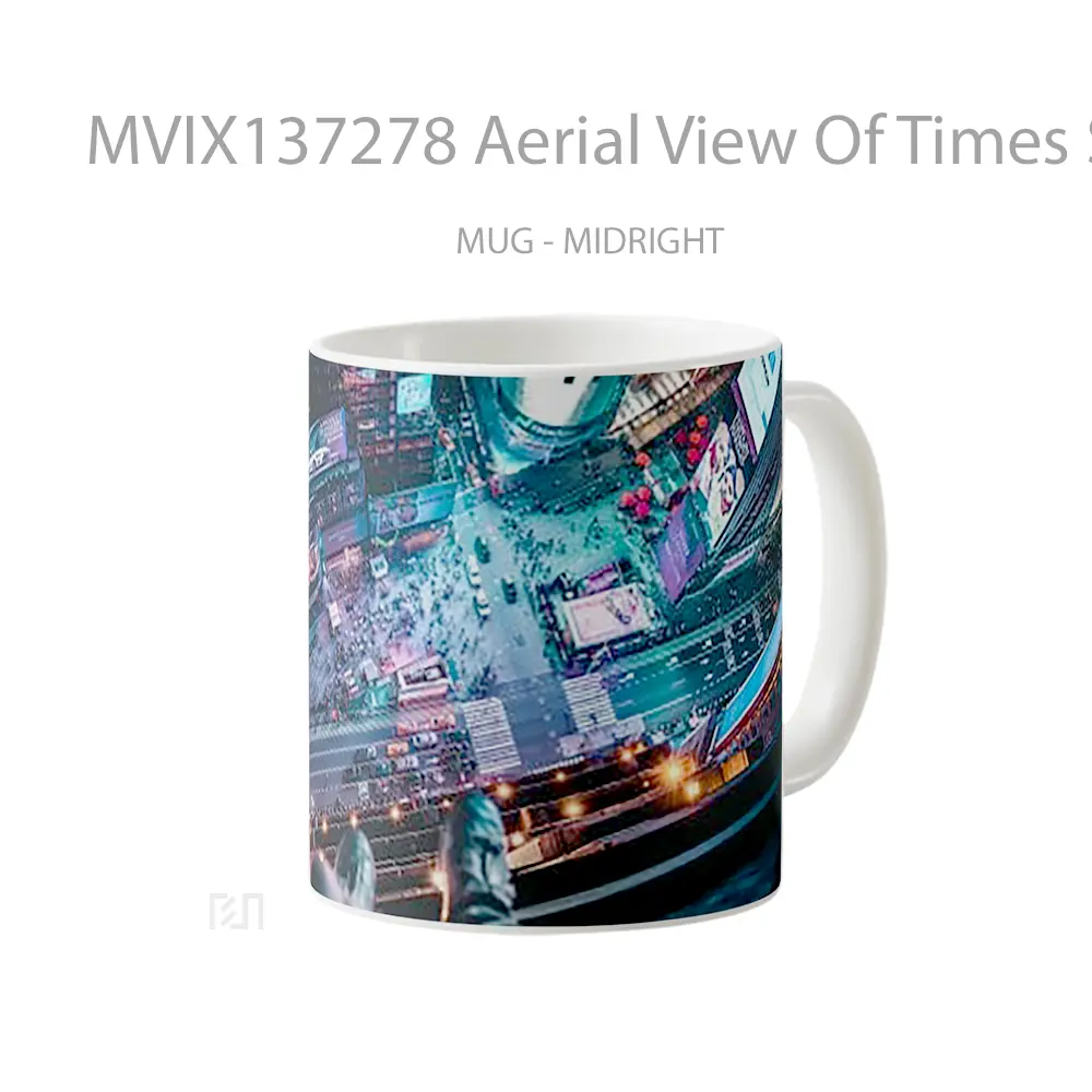 Mug Aerial View Of Times Square With Man Sitting Gelas Keramik Unik - All-side / Desain