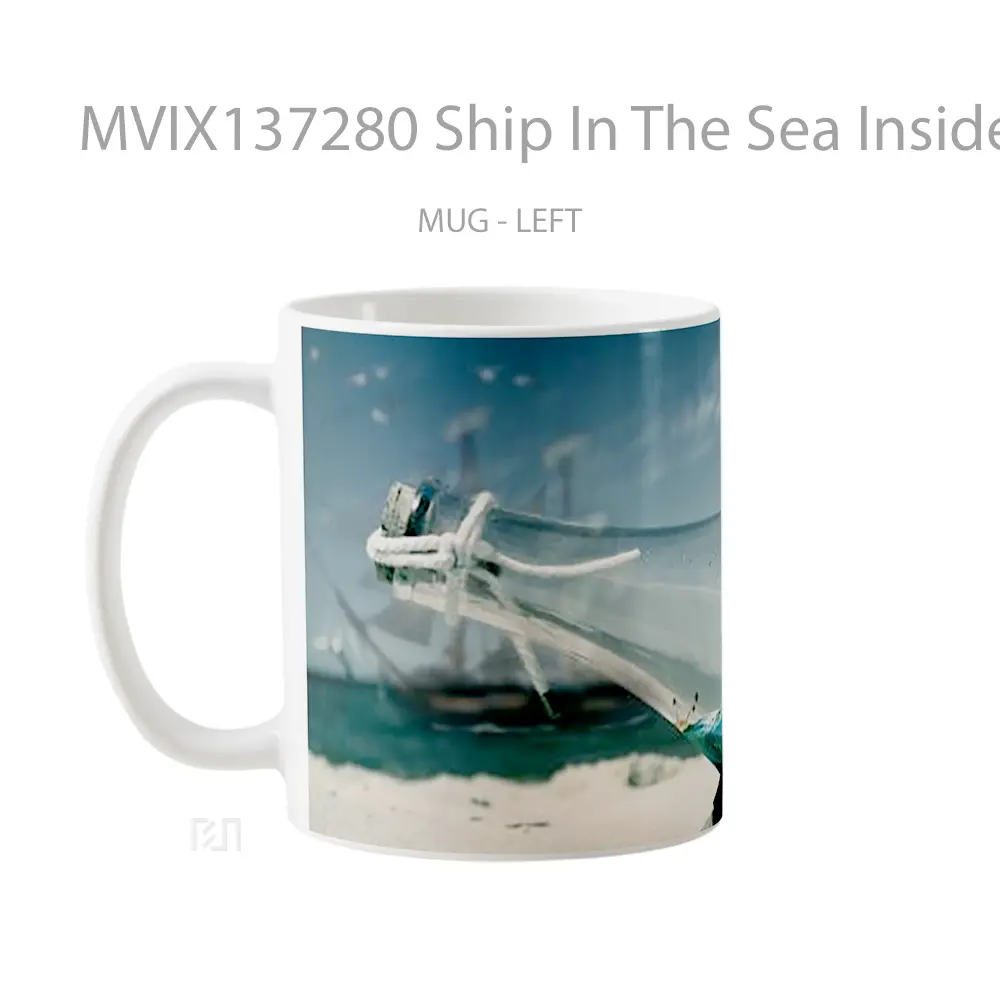 Mug Ship In The Sea Inside A Bottle Gelas Pemandangan Alam - All-side / Desain