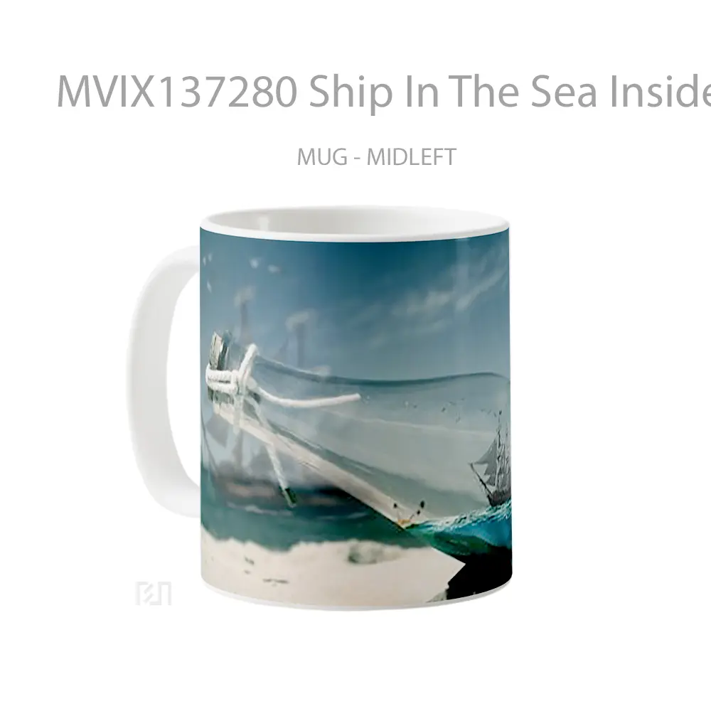 Mug Ship In The Sea Inside A Bottle Gelas Pemandangan Alam - All-side / Desain