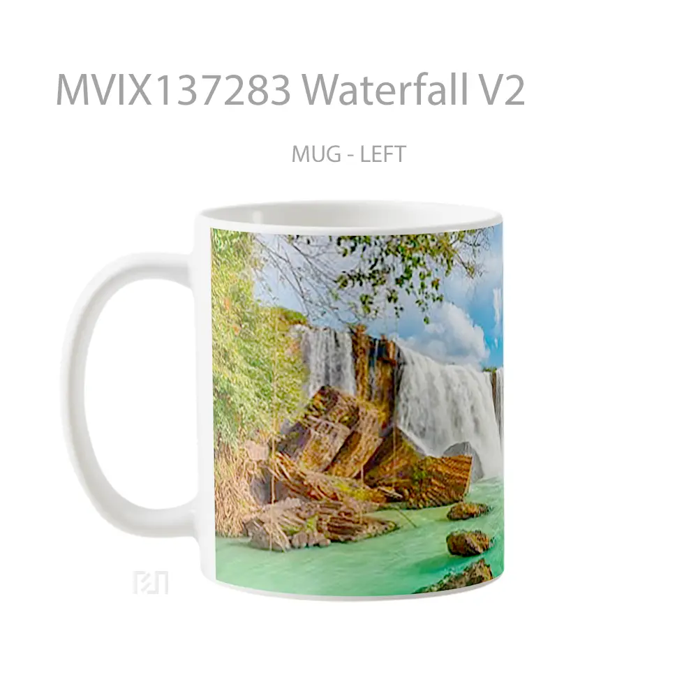 Mug Waterfall V2 Gelas Pemandangan Alam - All-side / Desain