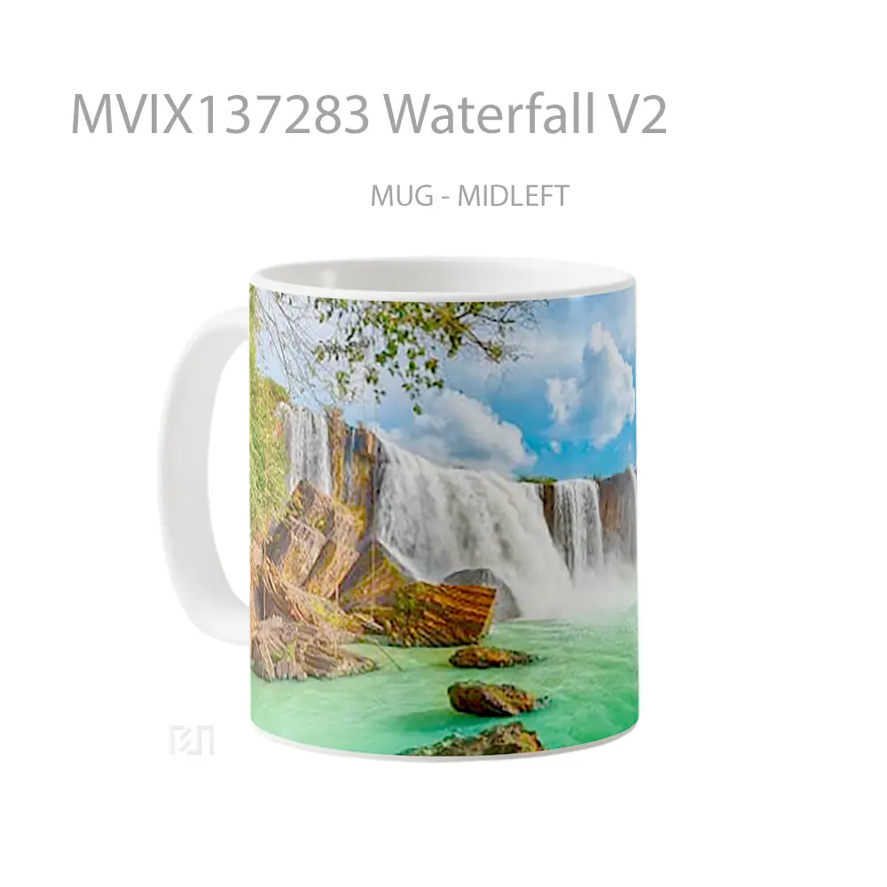 Mug Waterfall V2 Gelas Pemandangan Alam - All-side / Desain
