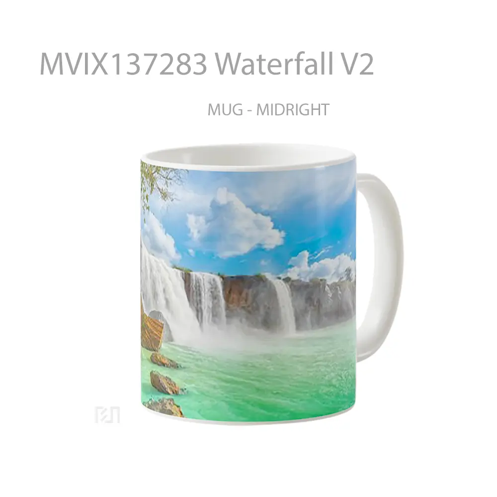 Mug Waterfall V2 Gelas Pemandangan Alam - All-side / Desain