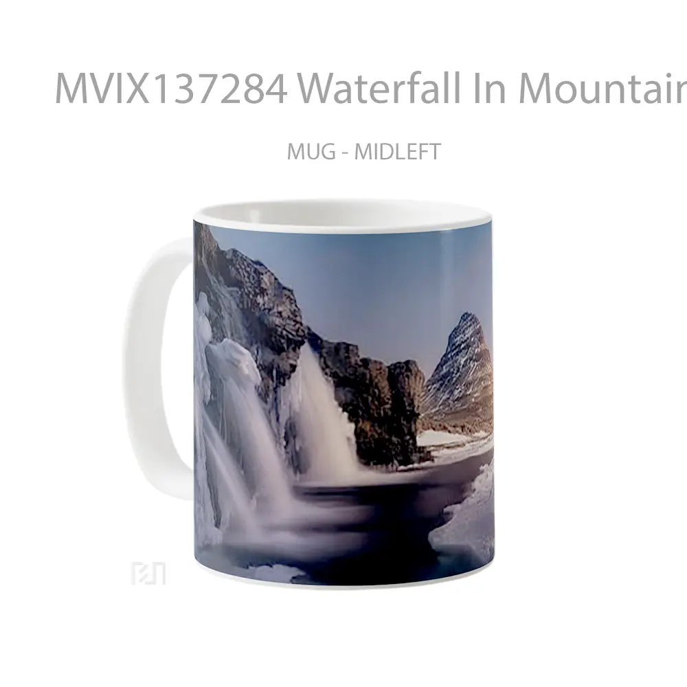 Mug Waterfall In Mountains Gelas Pemandangan Alam - All-side / Desain