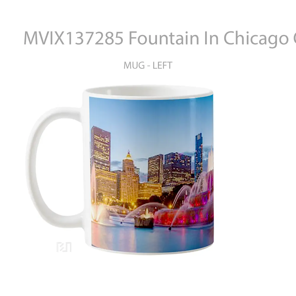 Mug Fountain In Chicago City Gelas Keramik Unik - All-side / Desain