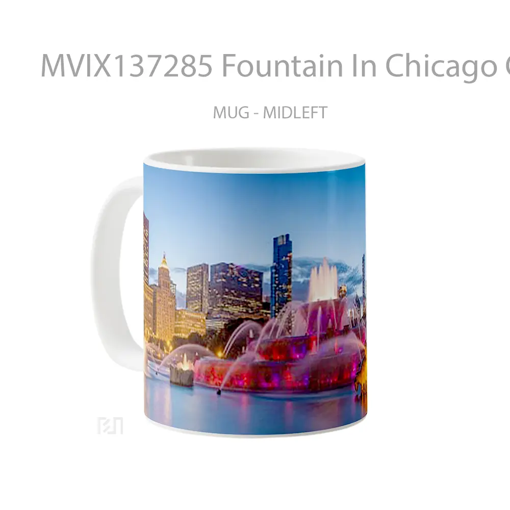 Mug Fountain In Chicago City Gelas Keramik Unik - All-side / Desain
