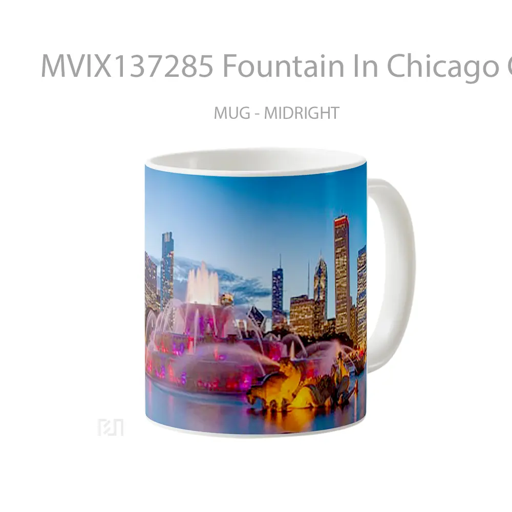 Mug Fountain In Chicago City Gelas Keramik Unik - All-side / Desain