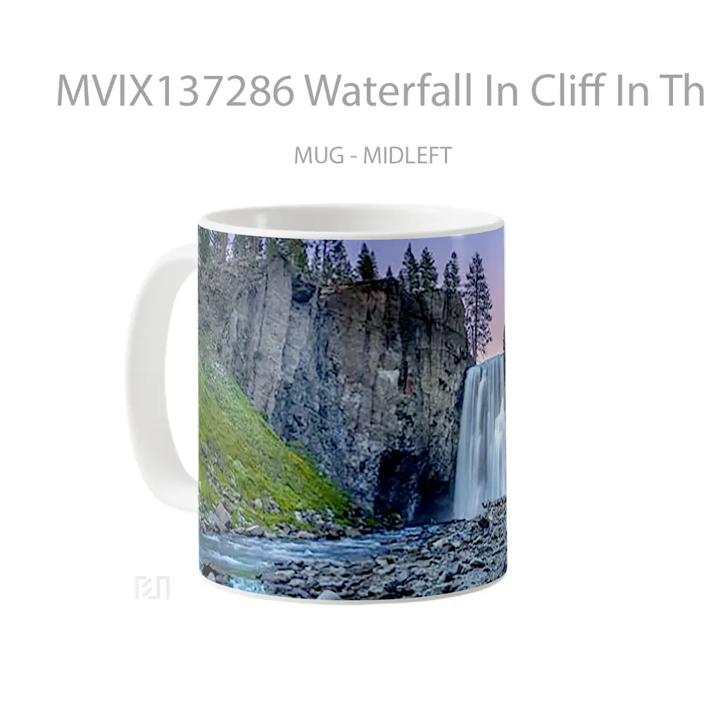 Mug Waterfall In Cliff In The Forest Gelas Pemandangan Alam - All-side / Desain