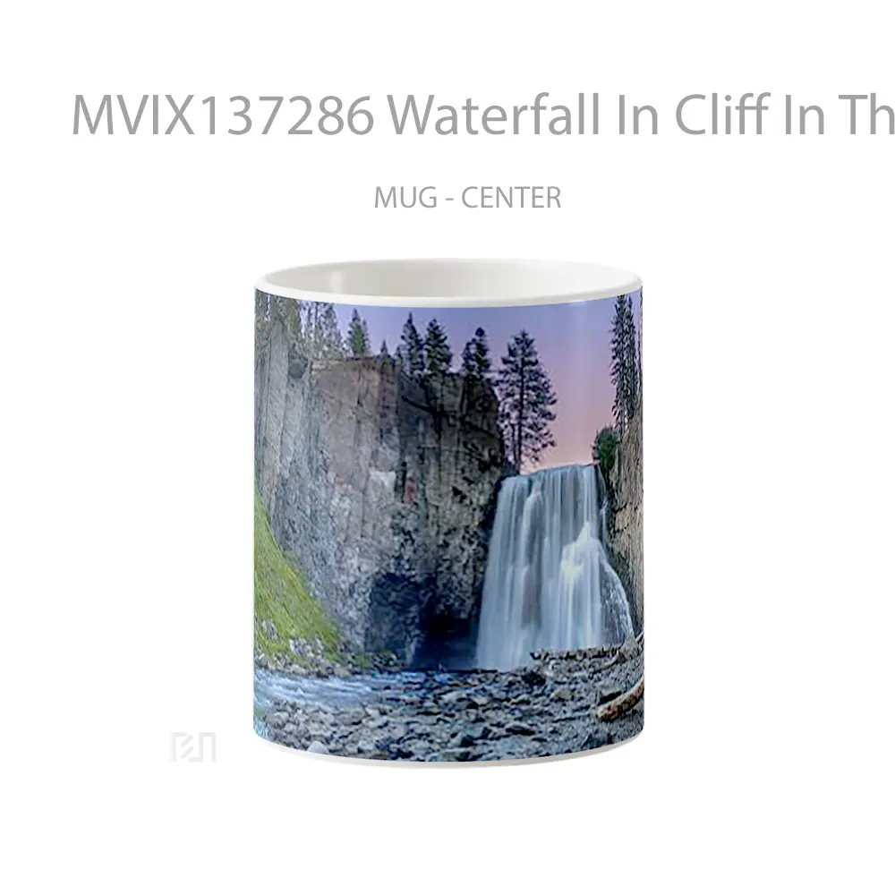 Mug Waterfall In Cliff In The Forest Gelas Pemandangan Alam