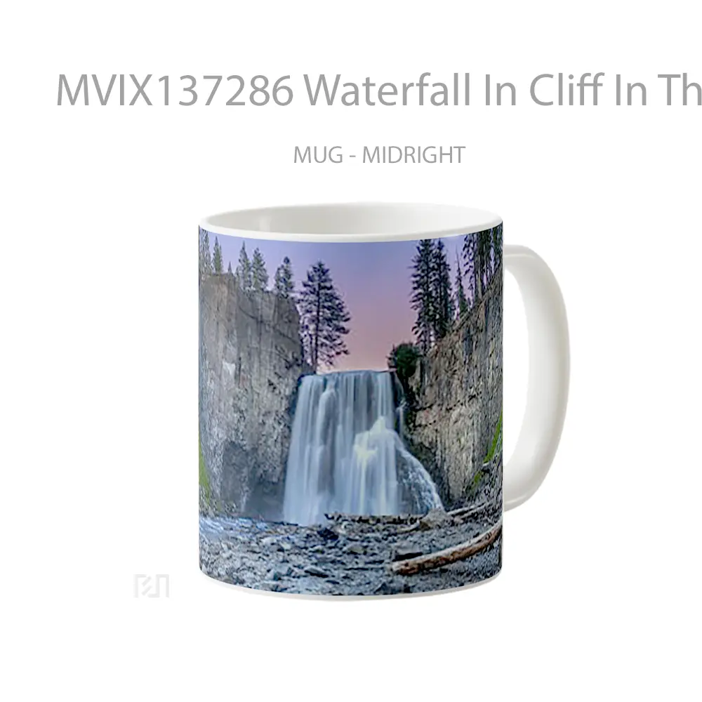Mug Waterfall In Cliff In The Forest Gelas Pemandangan Alam - All-side / Desain
