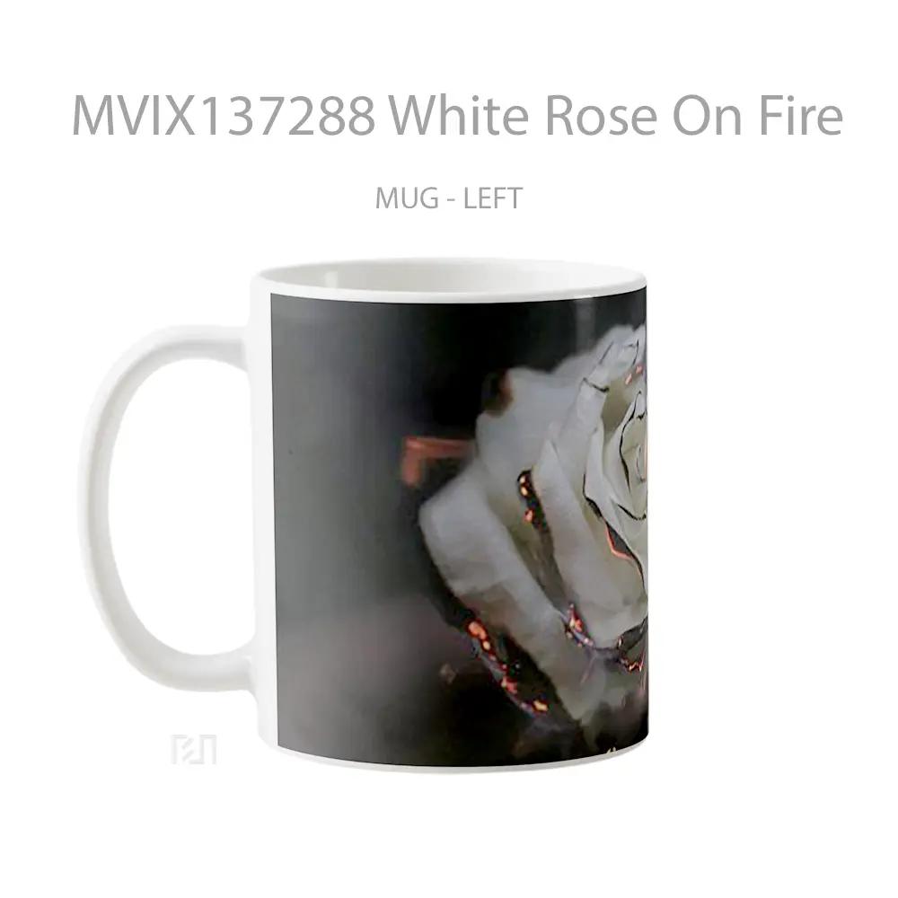 Mug White Rose On Fire Gelas Keramik Unik - All-side / Desain