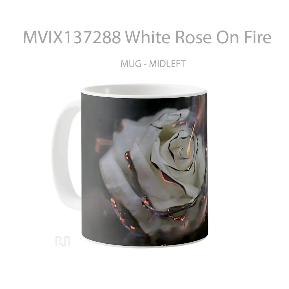 Mug White Rose On Fire Gelas Keramik Unik - All-side / Desain