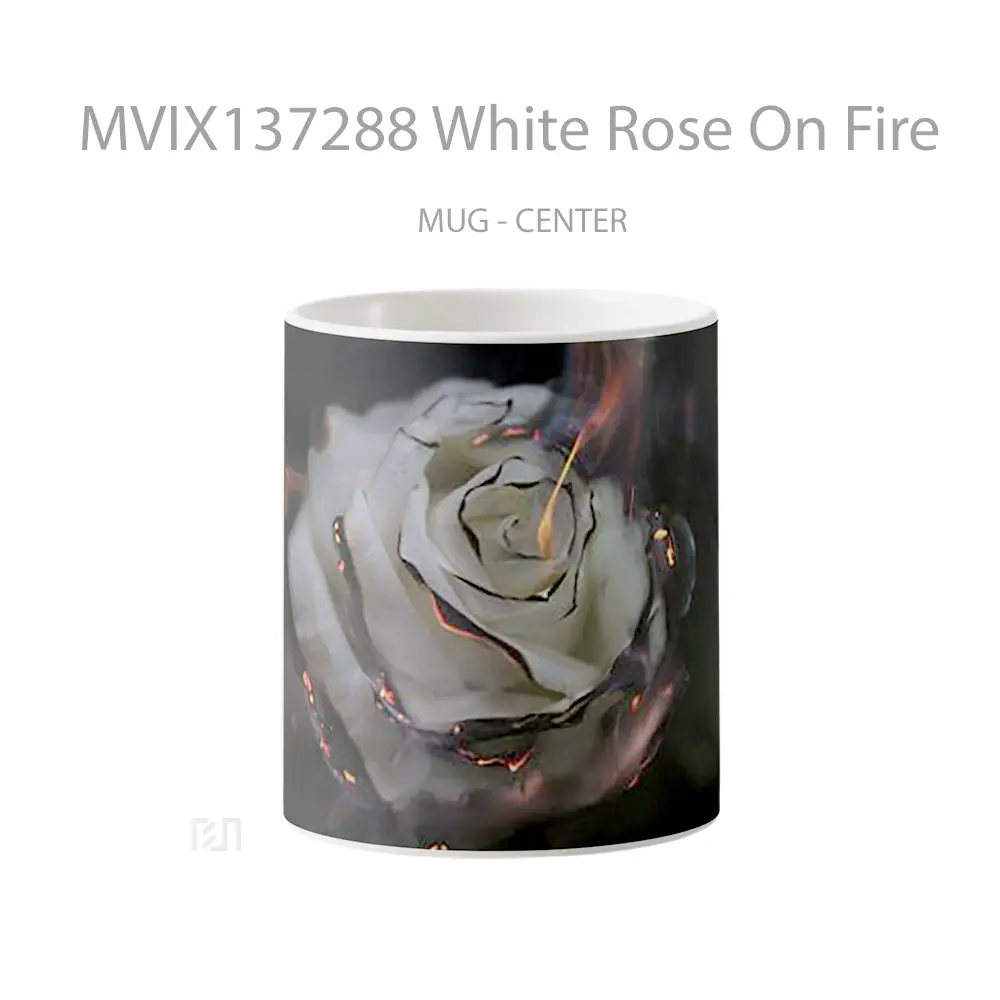 Mug White Rose On Fire Gelas Keramik Unik