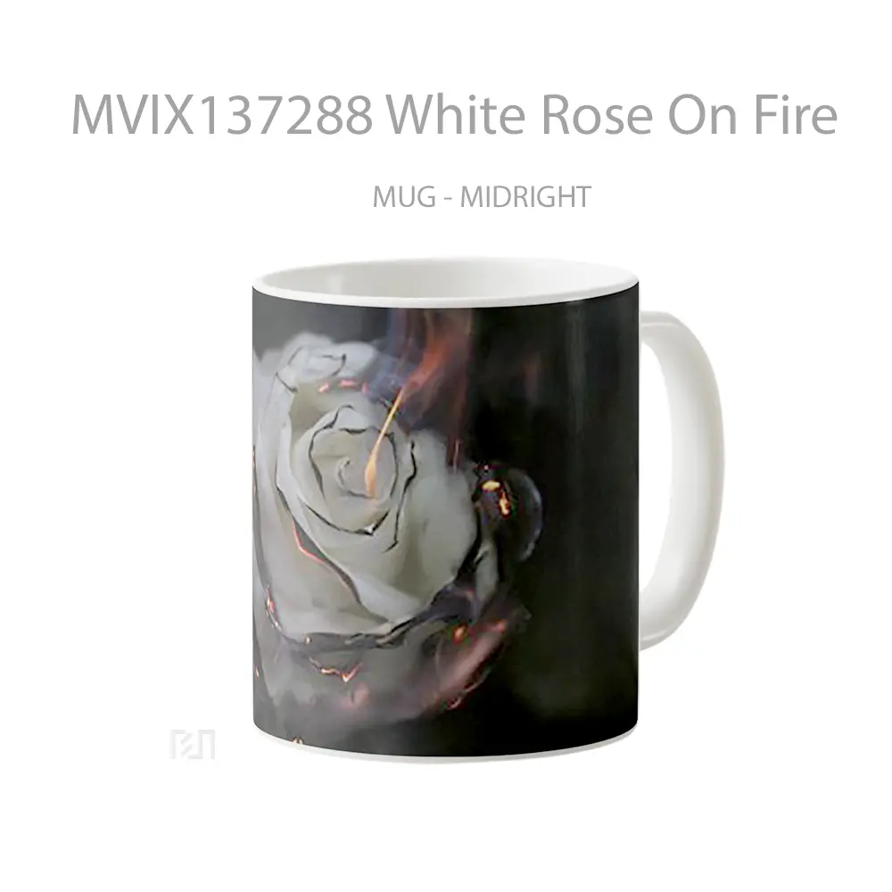 Mug White Rose On Fire Gelas Keramik Unik - All-side / Desain