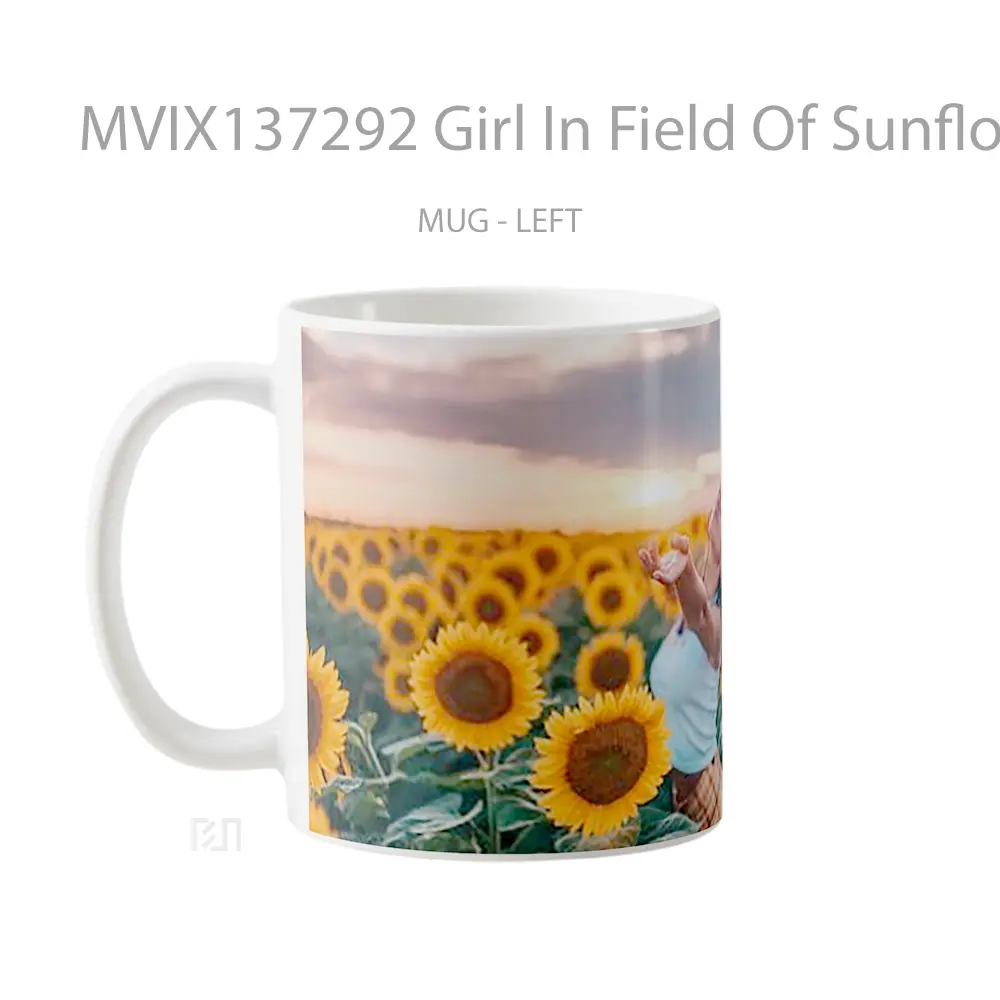 Mug Girl In Field Of Sunflowers Gelas Pemandangan Alam - All-side / Desain