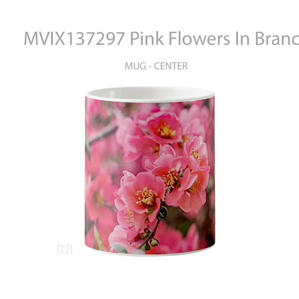 Mug Pink Flowers In Branch Gelas Pemandangan Alam