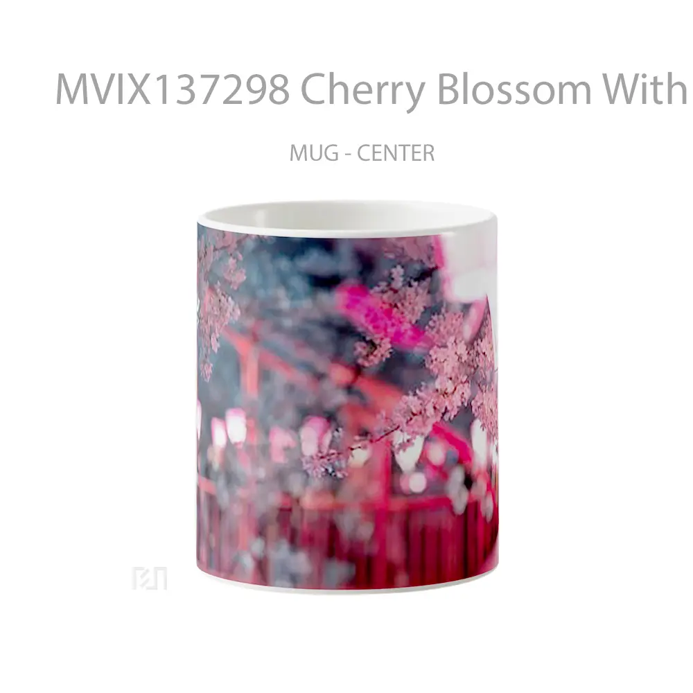 Mug Cherry Blossom With Streetlights Gelas Keramik Unik