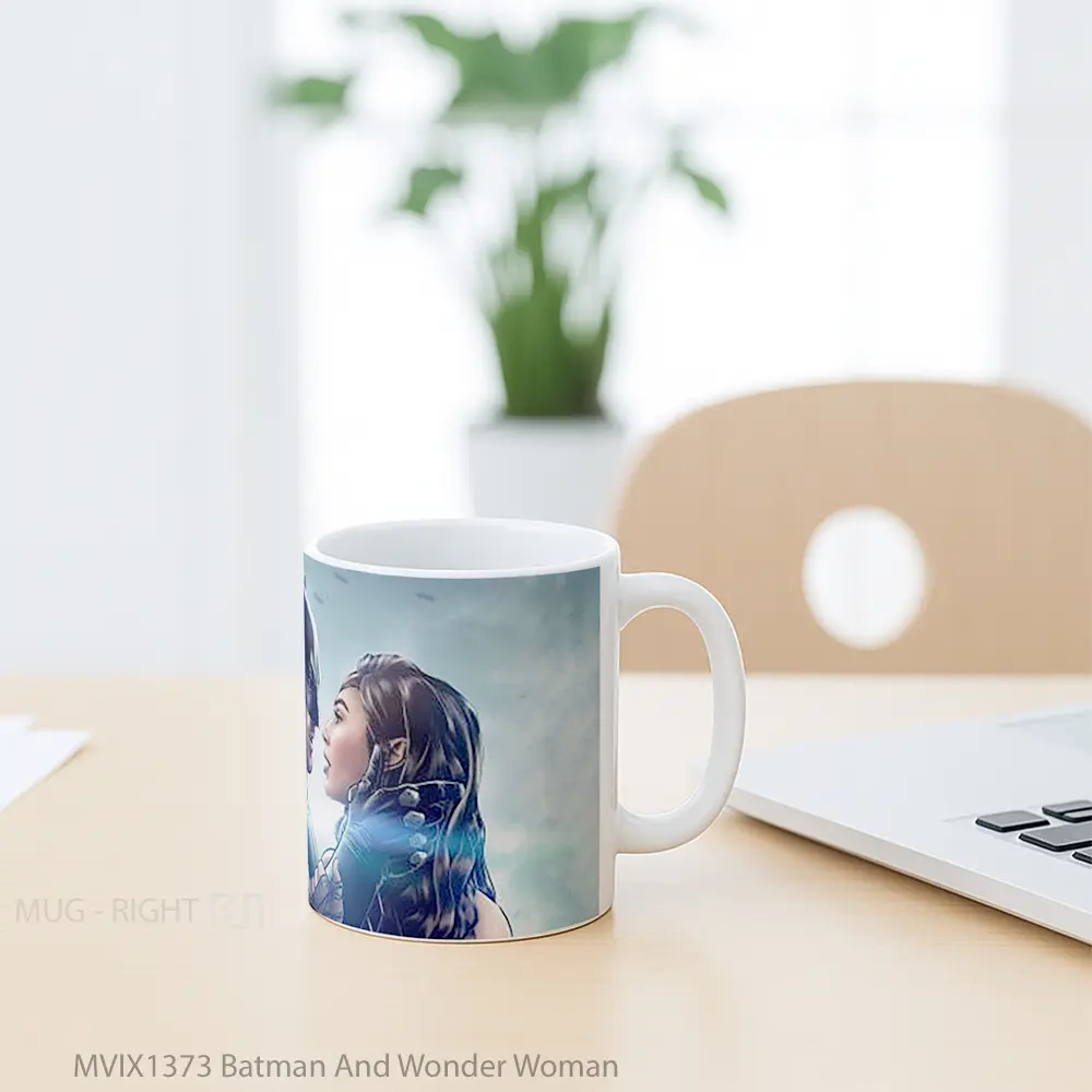 Mug Batman And Wonder Woman Gelas Superhero - All-side / Desain