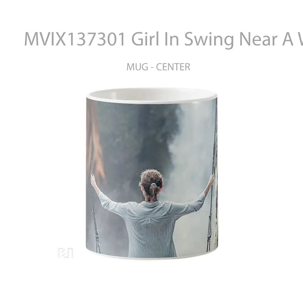 Mug Girl In Swing Near A Waterfall Gelas Pemandangan Alam