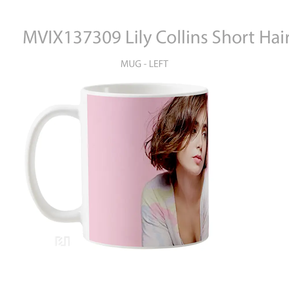 Mug Lily Collins Short Hair Gelas Keramik Unik - All-side / Desain