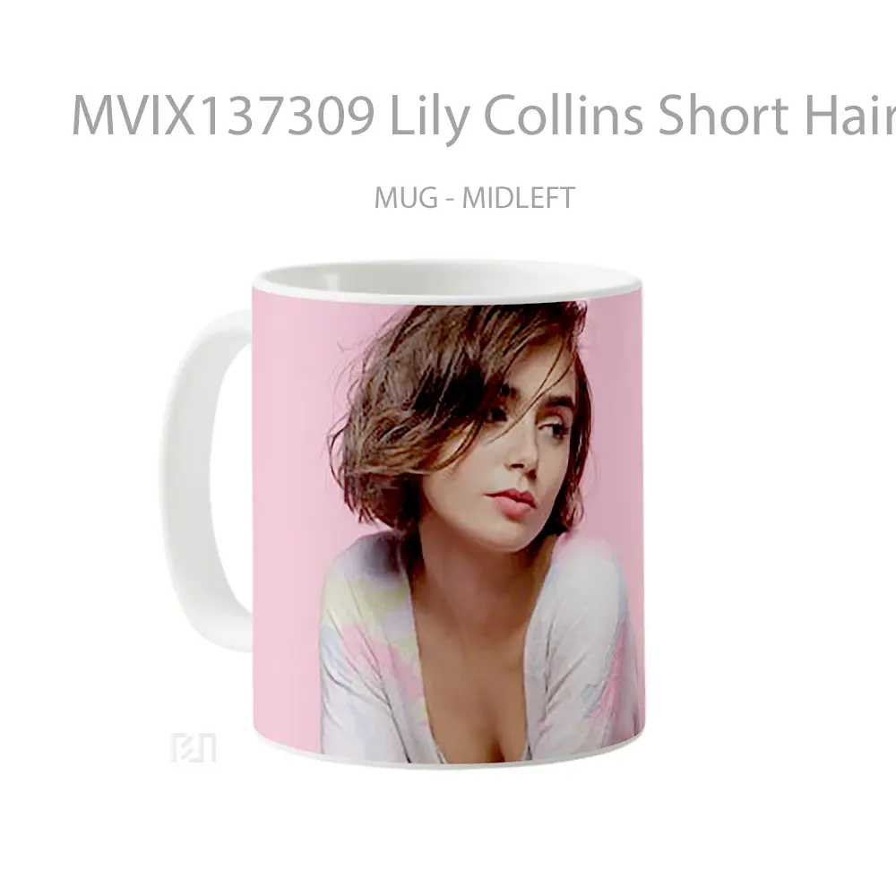 Mug Lily Collins Short Hair Gelas Keramik Unik - All-side / Desain