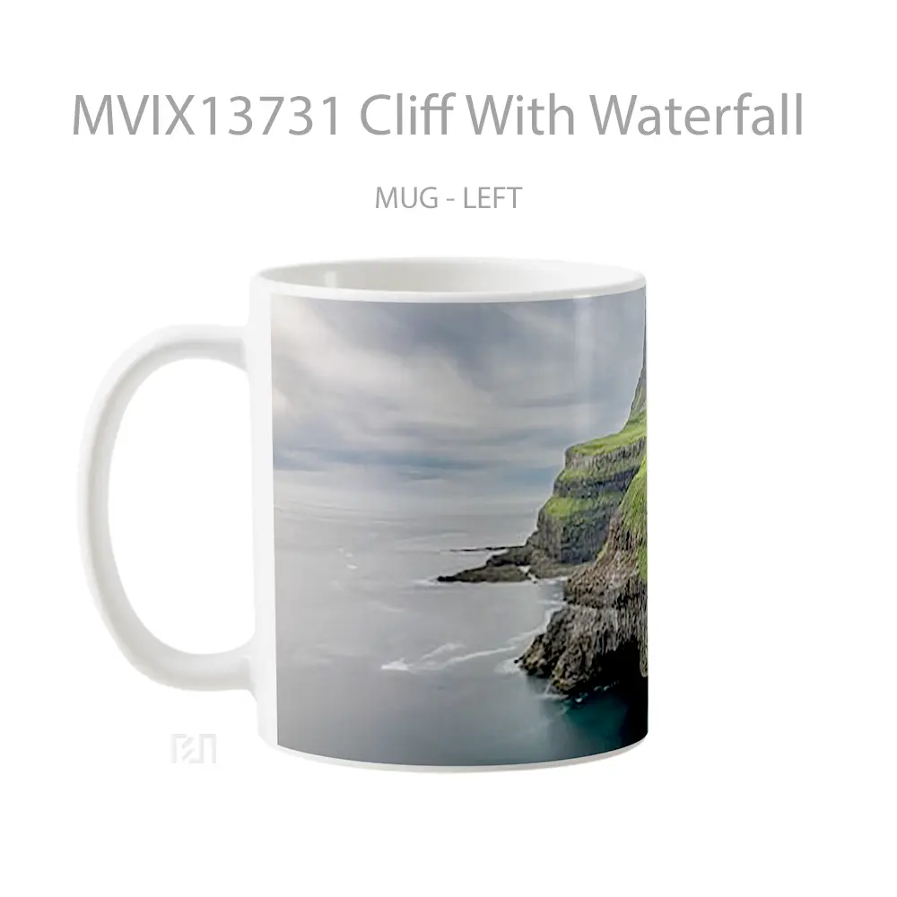 Mug Cliff With Waterfall Gelas Pemandangan Alam - All-side / Desain